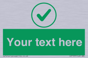 Custom green background, green tick in circle sign